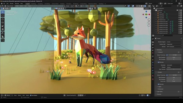 3D Model Low Poly 3D Fox in Blender 4