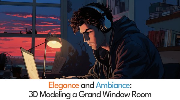 Elegance and Ambiance: 3D Modeling a Grand Window Room