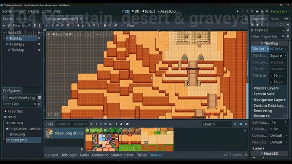 Design Home and Town for Ninja Adventure Game in Godot 4