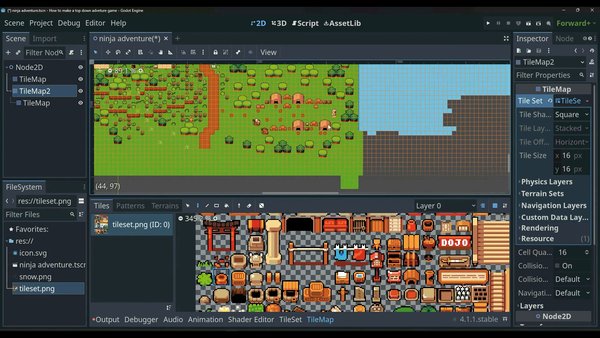 Design Mountain Environment for Ninja Adventure Game in Godot 4