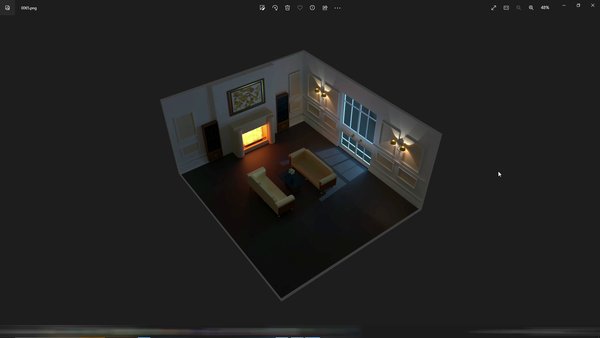 3D Model a Fireplace Room Day and Night in Blender 3.5