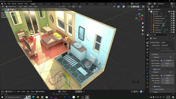 3D Model a Low Poly Cyperpunk Bar in Blender 3.5