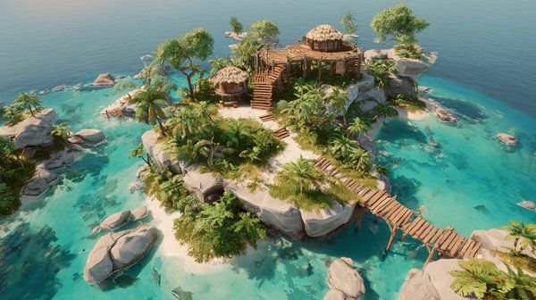 Island Paradise Low Poly 3D Model Creator Kit