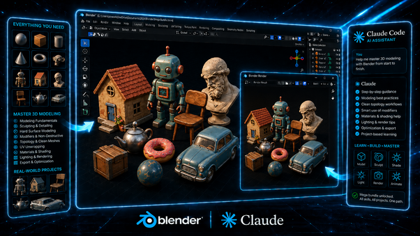 The Blender + Claude Code 3D Modeling Mega Bundle