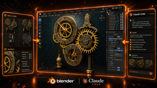 Boolean & Non-Destructive Modeling with Blender in Claude Code