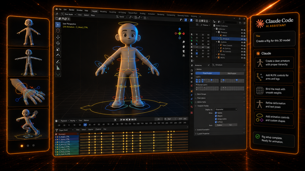 Rigging and Animation with Blender in Claude Code