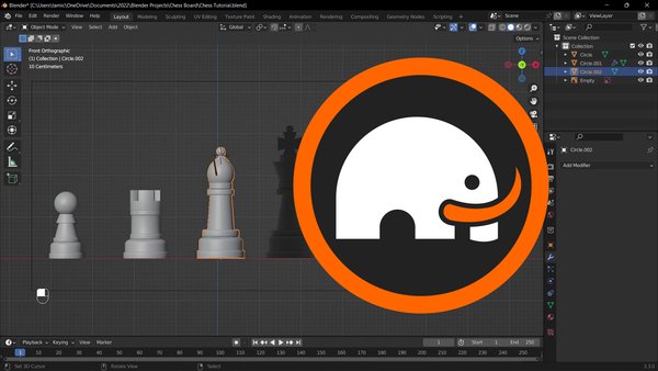 Build Advanced Pawn, Rook and Bishop 3D Models in Blender 3
