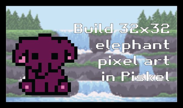 Build 32x32 elephant pixel art in Piskel