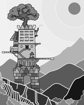 5-Hour Black and White Architecture Pen Drawing - Buildings