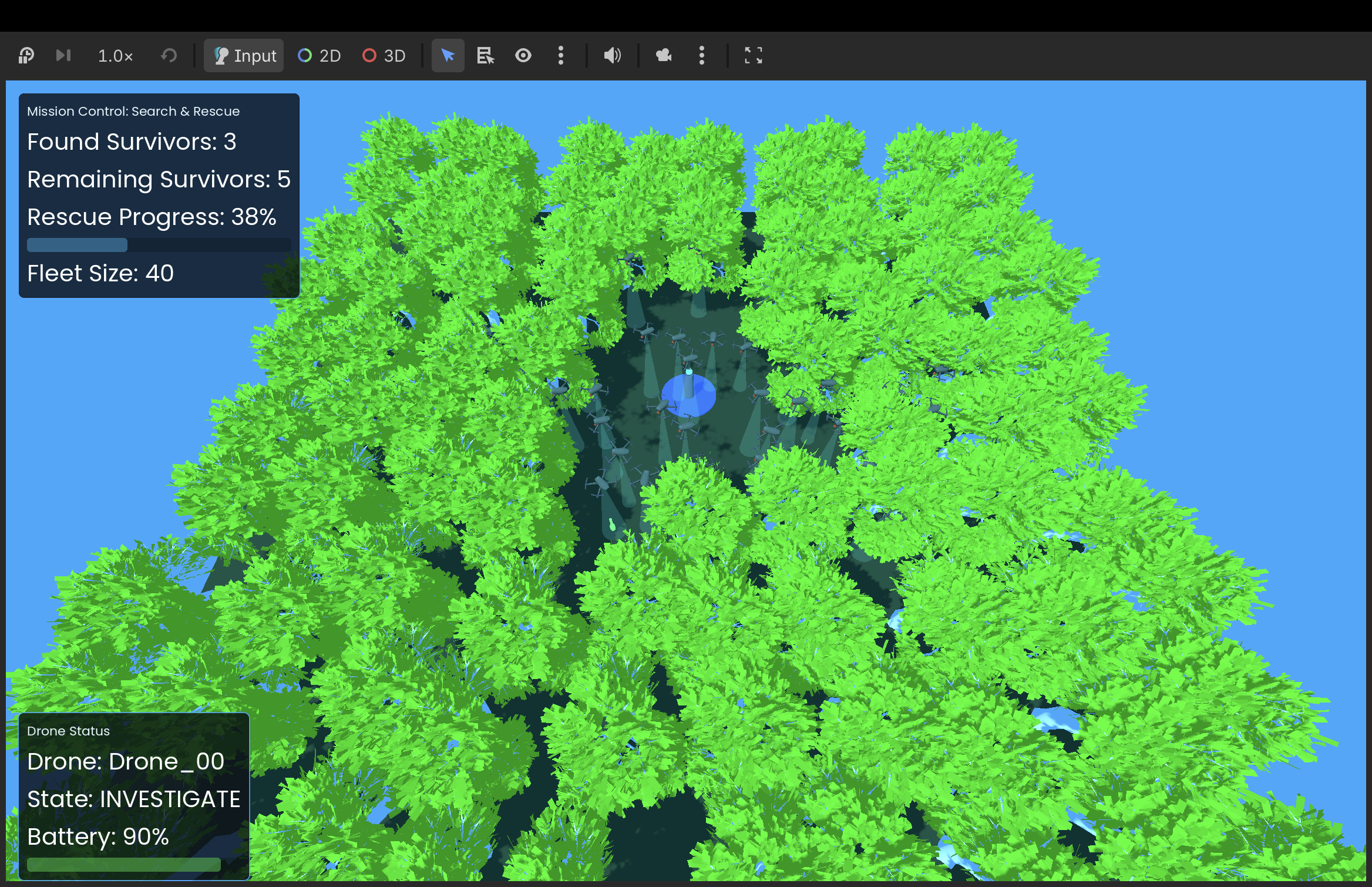 Search and Rescue Drone Swarm Robots in Godot 4.7